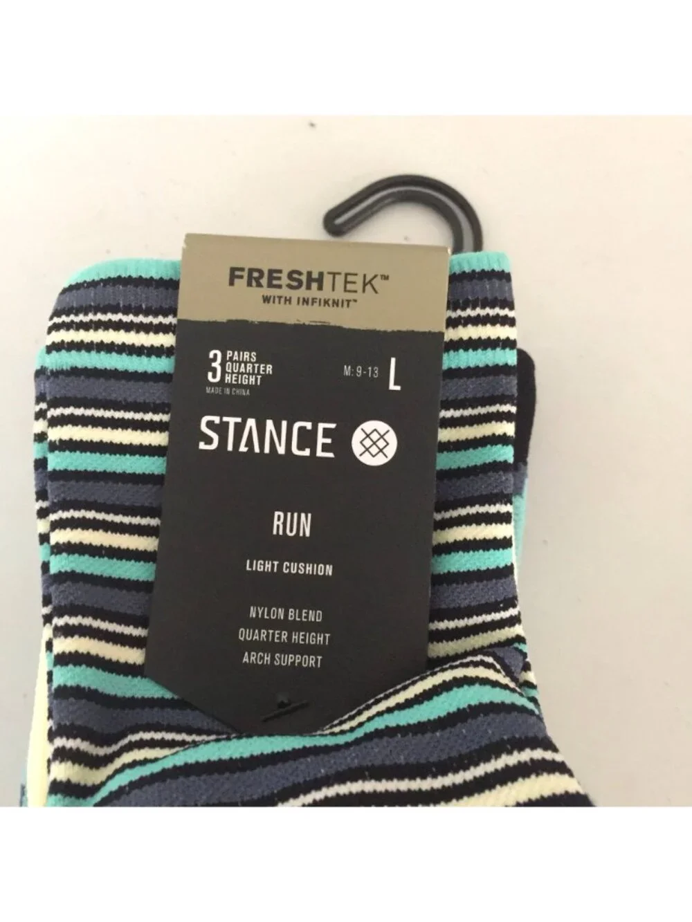 Stance Men's CRUSADE Light QTR Run 3 Pack Size Large 9-13 Sea Blue Yellow Black